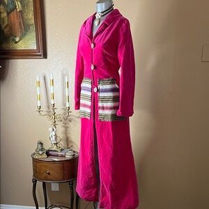 Vintage Pink Long Velvet Boho Coat.  Sz S